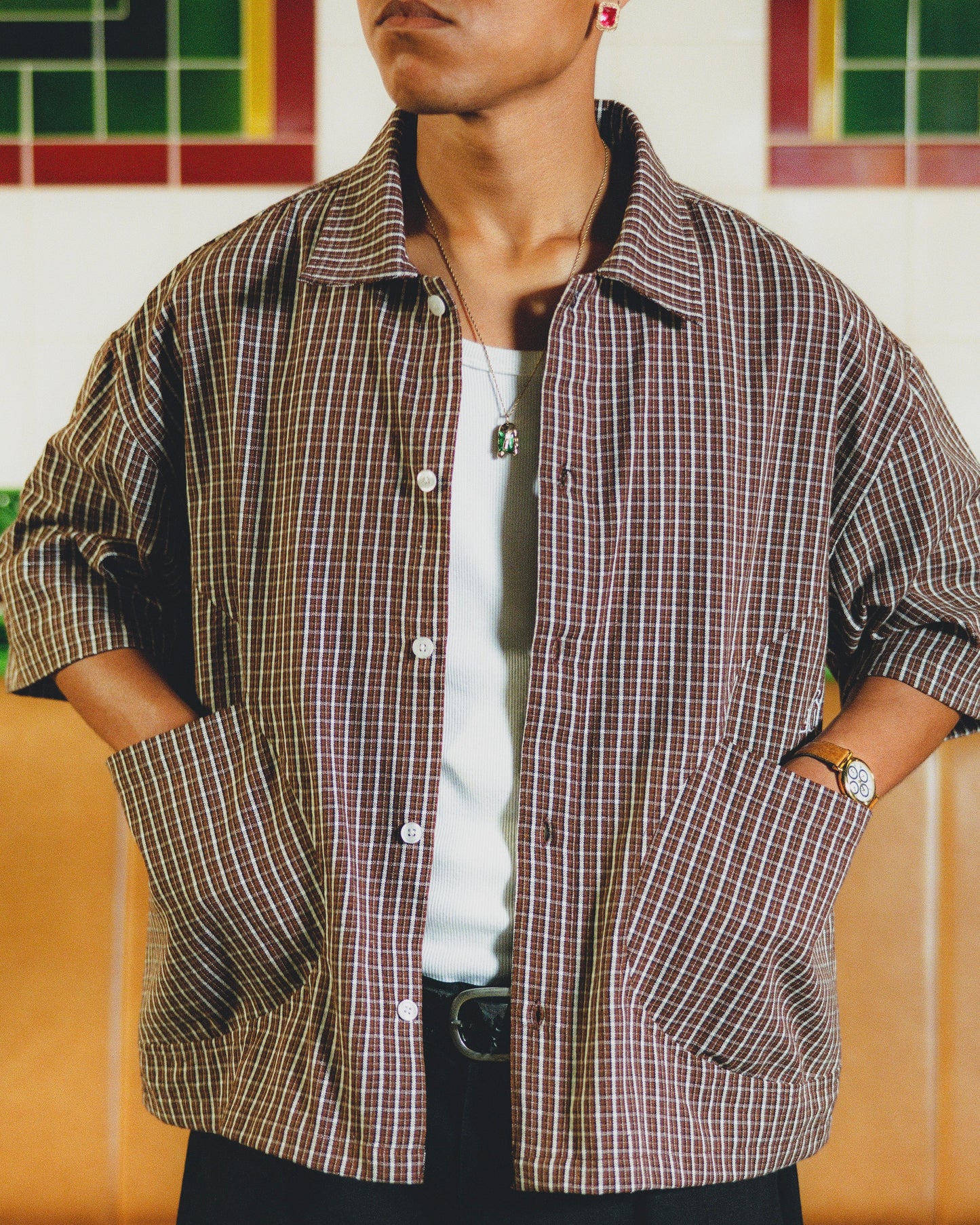 roe shirt - cocoa/ivory