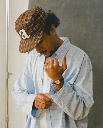 "a" pillbox cap - cocoa/ivory