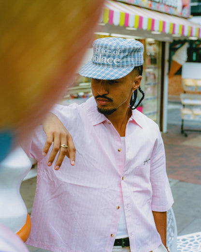 type pillbox cap - sky/ivory