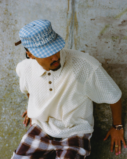 type pillbox cap - sky/ivory