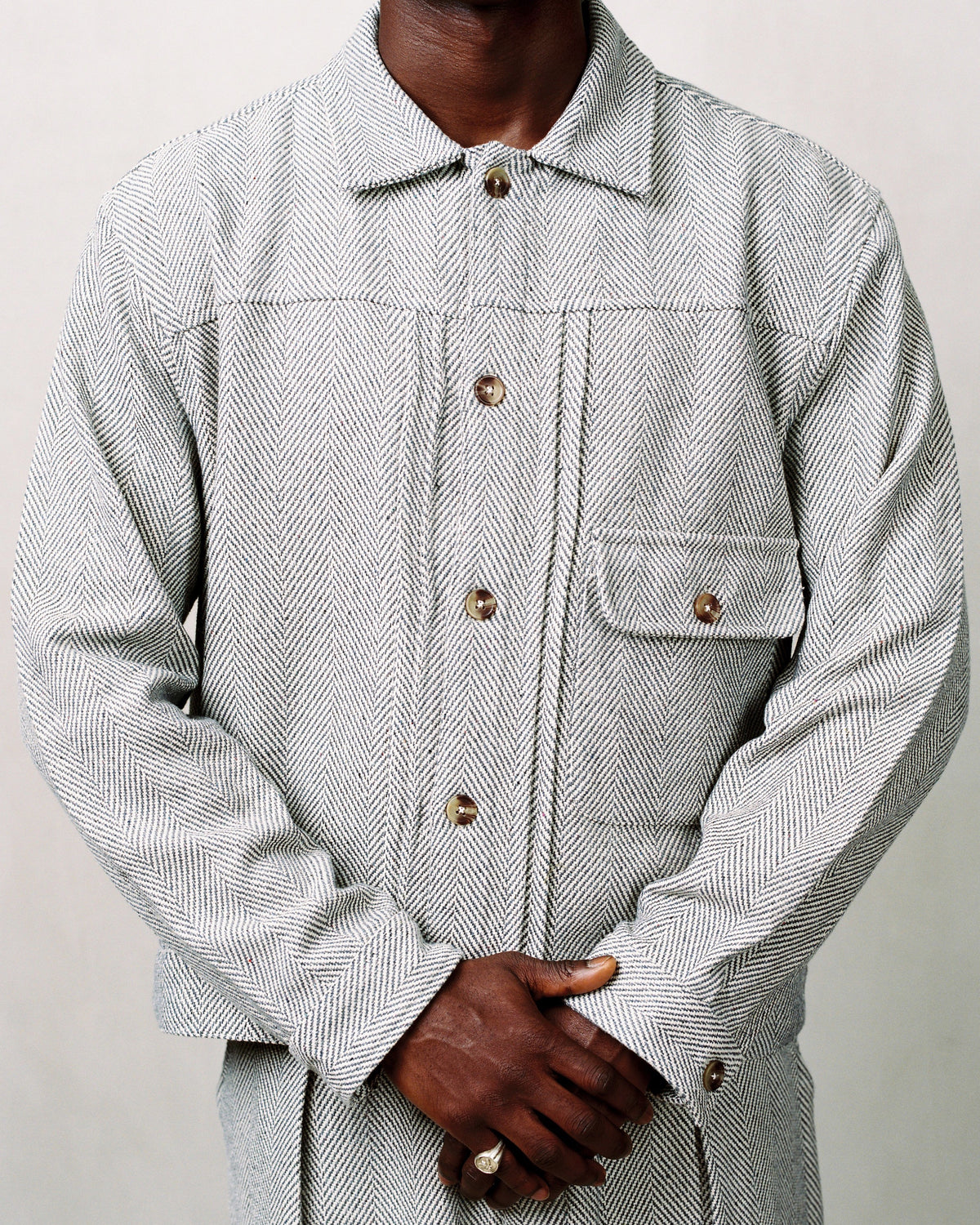 bennett jacket - pearl/cocoa