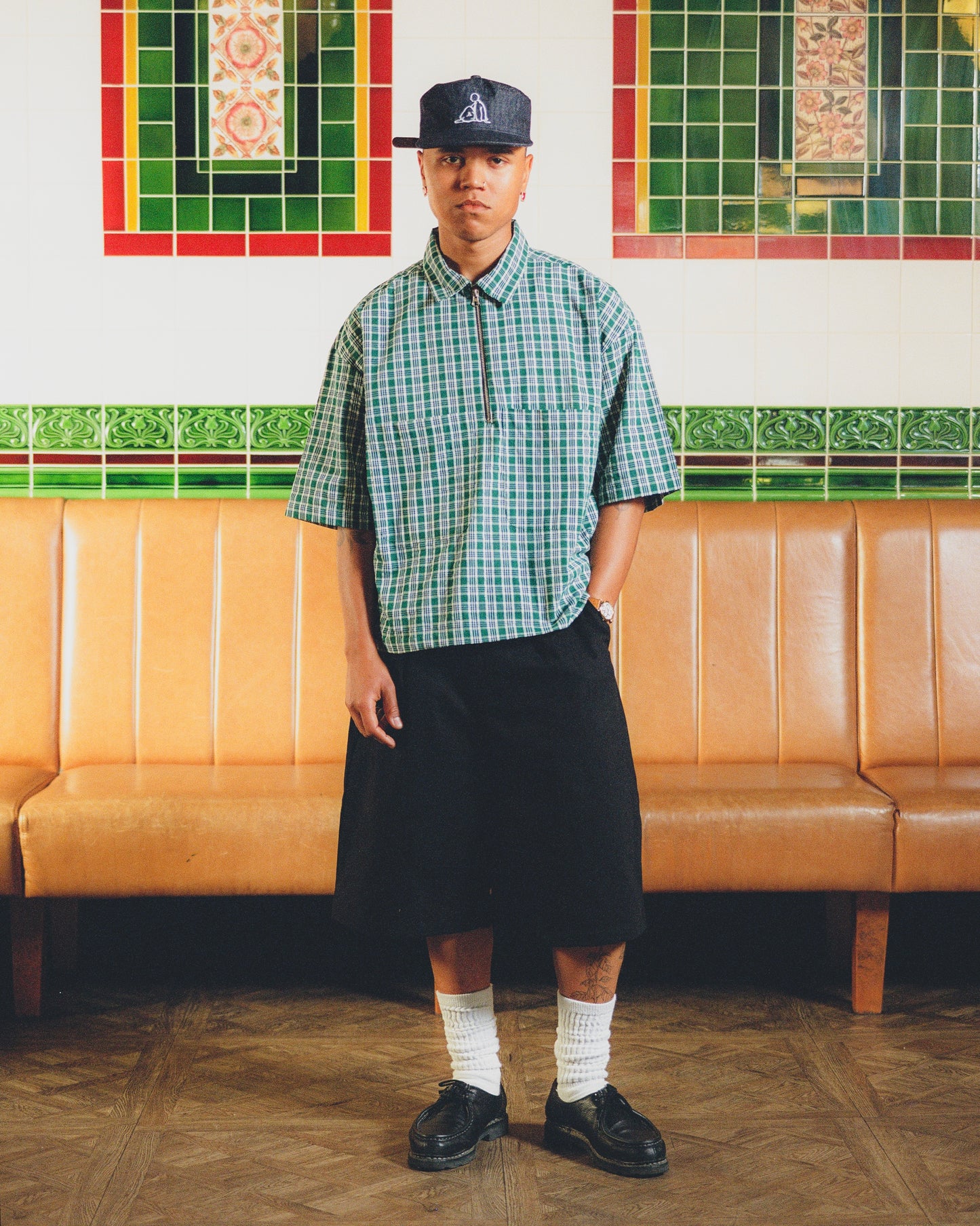 benjamin half zip - emerald/cobalt