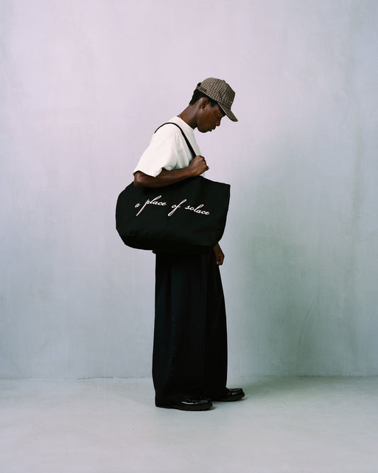 cursive tote - black/ivory