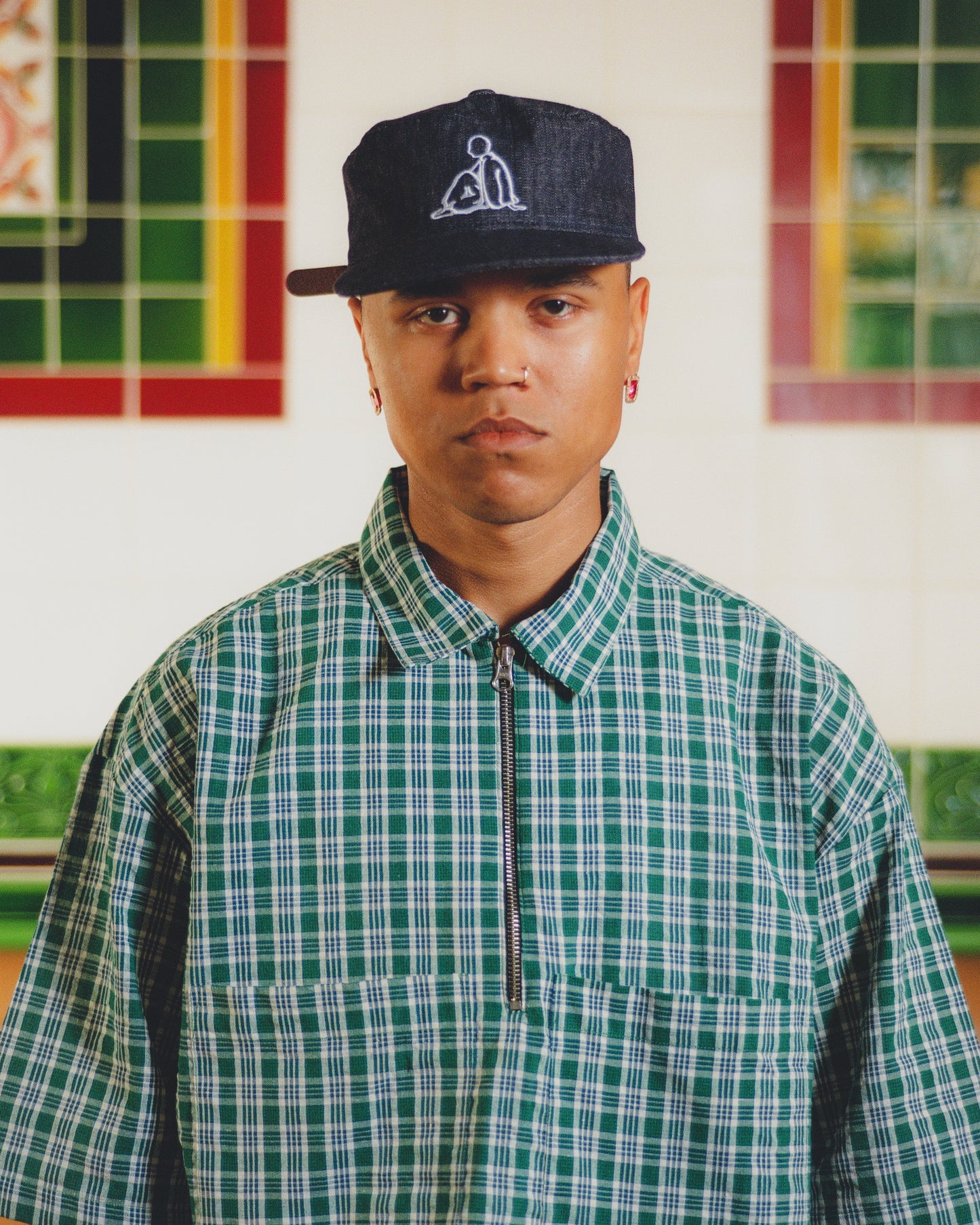benjamin half zip - emerald/cobalt