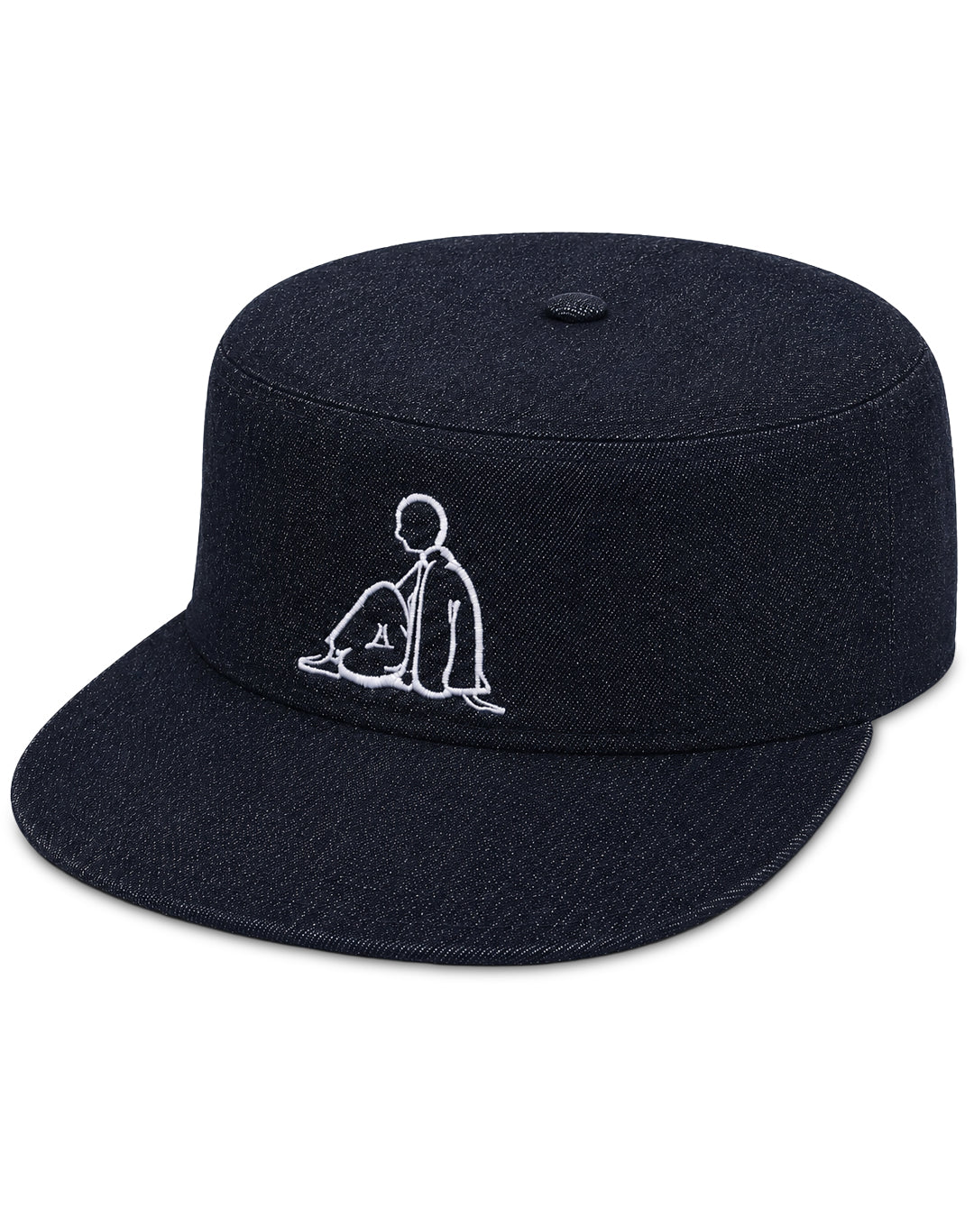 insignia pillbox cap - indigo/ivory