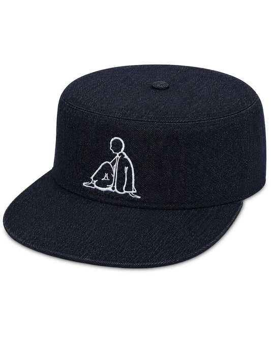 insignia pillbox cap - indigo/ivory