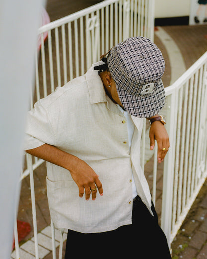 "a" pillbox cap - ivory/black
