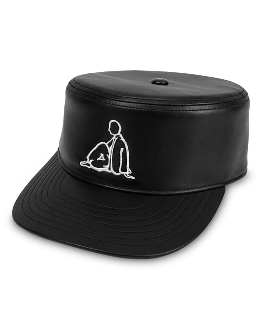 insignia pillbox cap - oil/ivory
