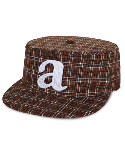"a" pillbox cap - cocoa/ivory