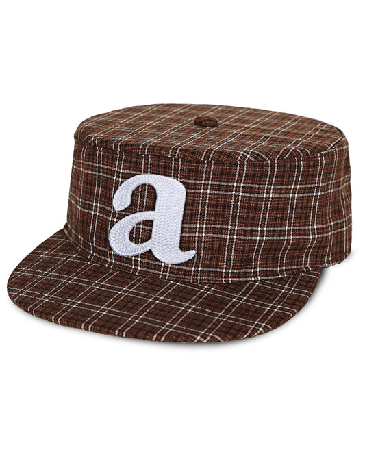 "a" pillbox cap - cocoa/ivory