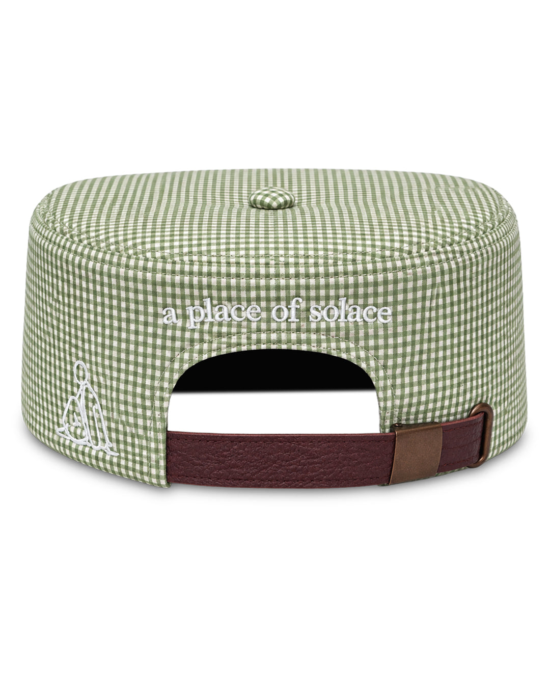 "a" pillbox cap - mint/ivory