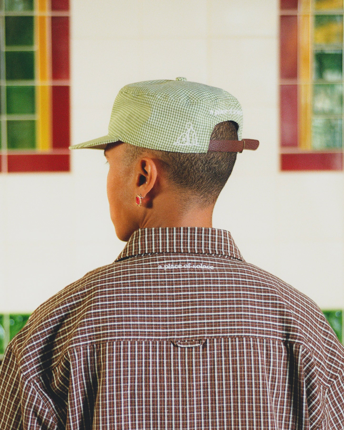"a" pillbox cap - mint/ivory