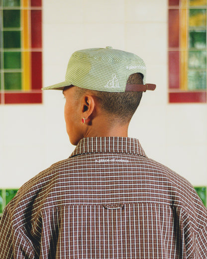 "a" pillbox cap - mint/ivory