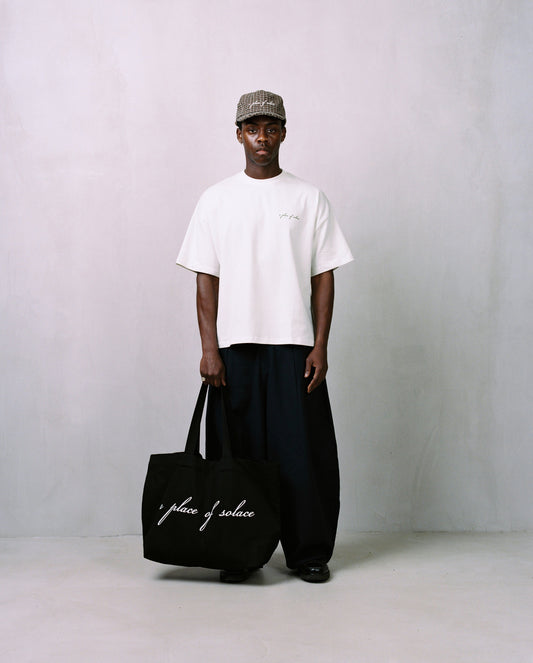 cursive tote - black/ivory