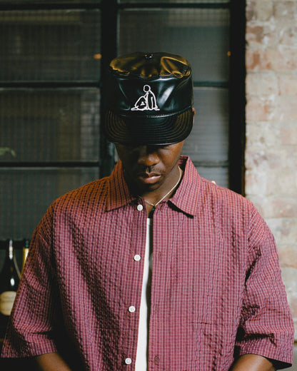 insignia pillbox cap - oil/ivory