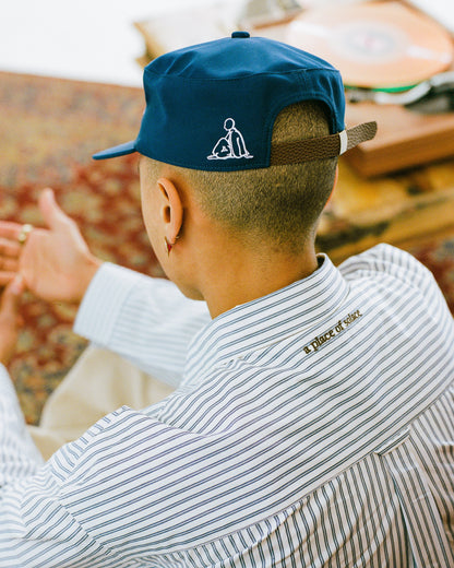 type pillbox cap - indigo/ivory